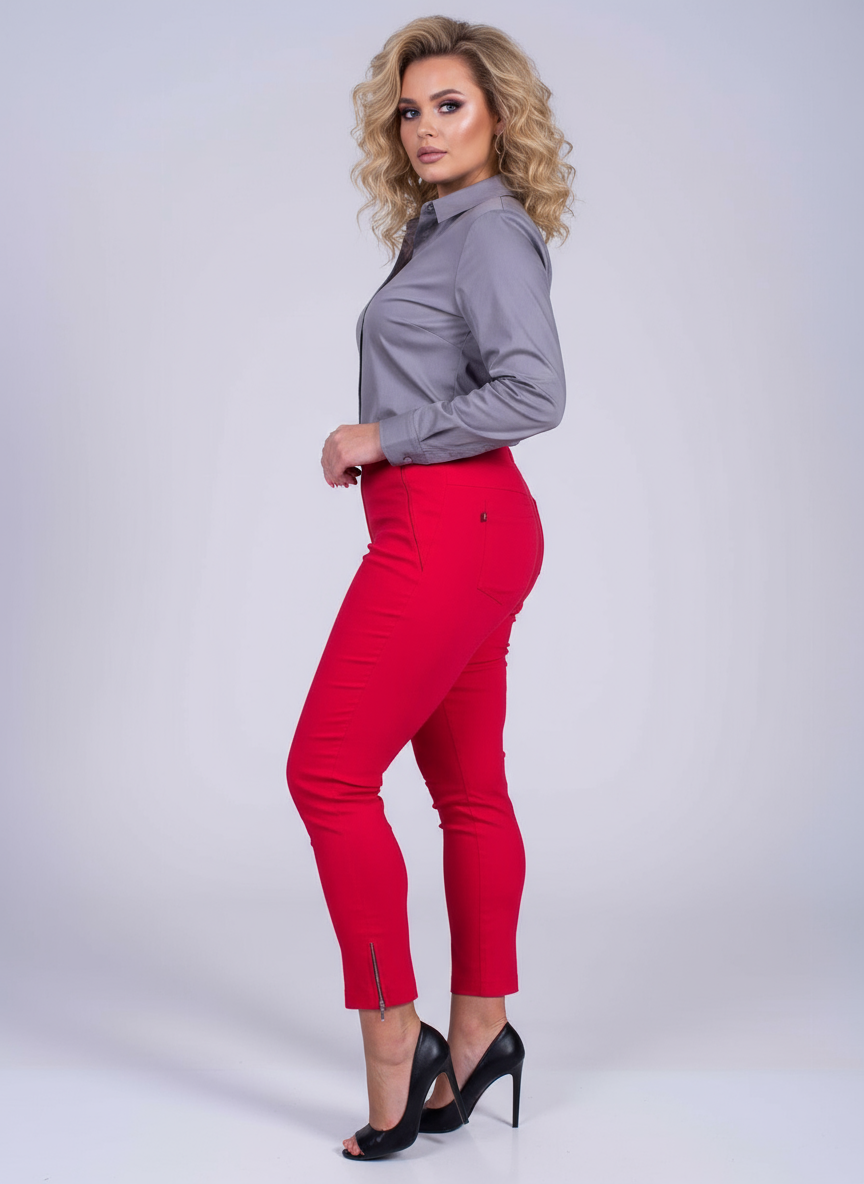 Zipper kelnės Raudona