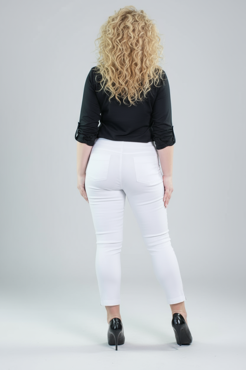 Zipper kelnės Balta