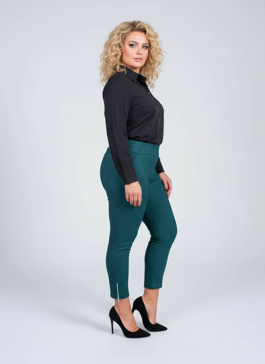Zipper kelnės Malachito žalia