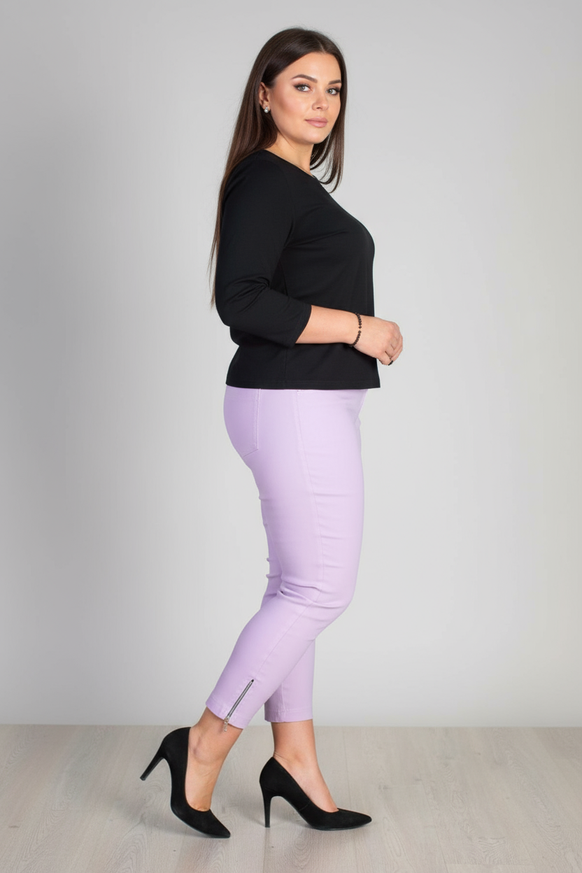 Zipper kelnės Alyvinė