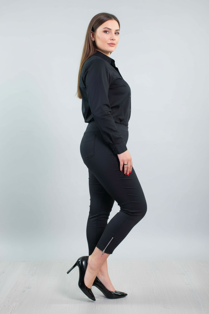 Zipper kelnės Juoda
