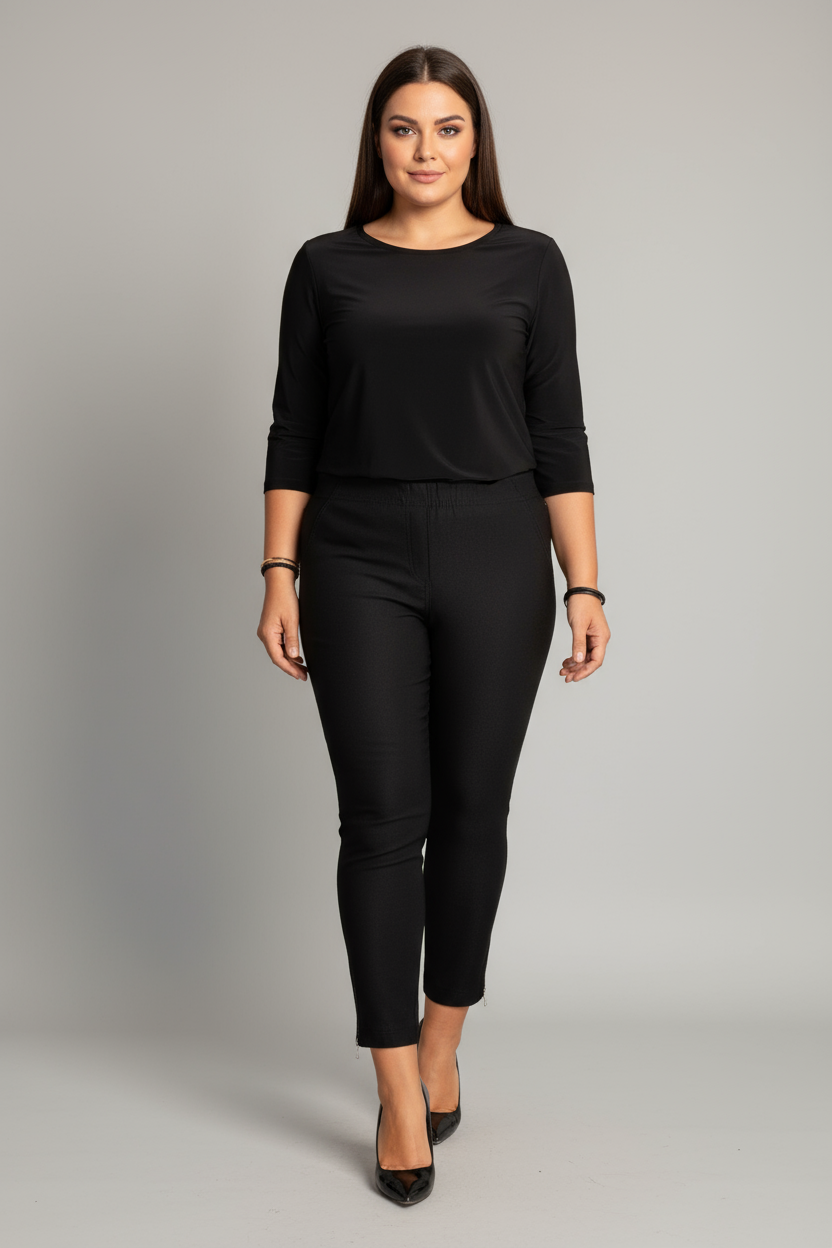 Zipper kelnės Juoda