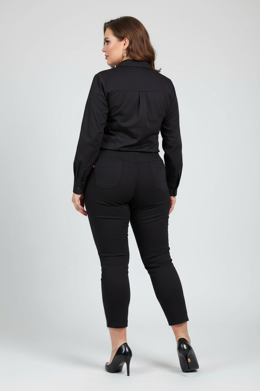 Zipper kelnės Juoda