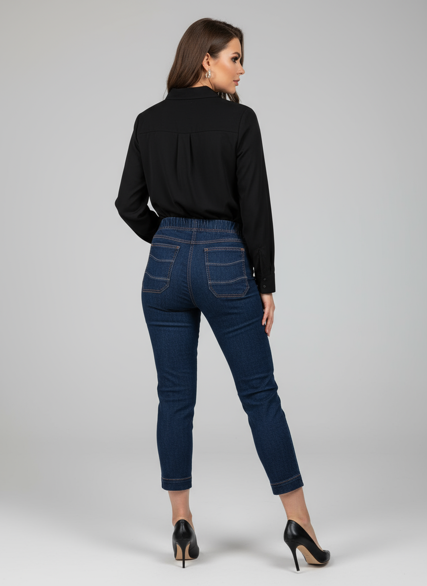 Trumpesni slim fit džinsai (Mėlyni)