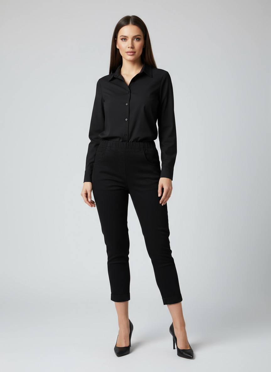 Trumpesni slim fit džinsai (Juodi)
