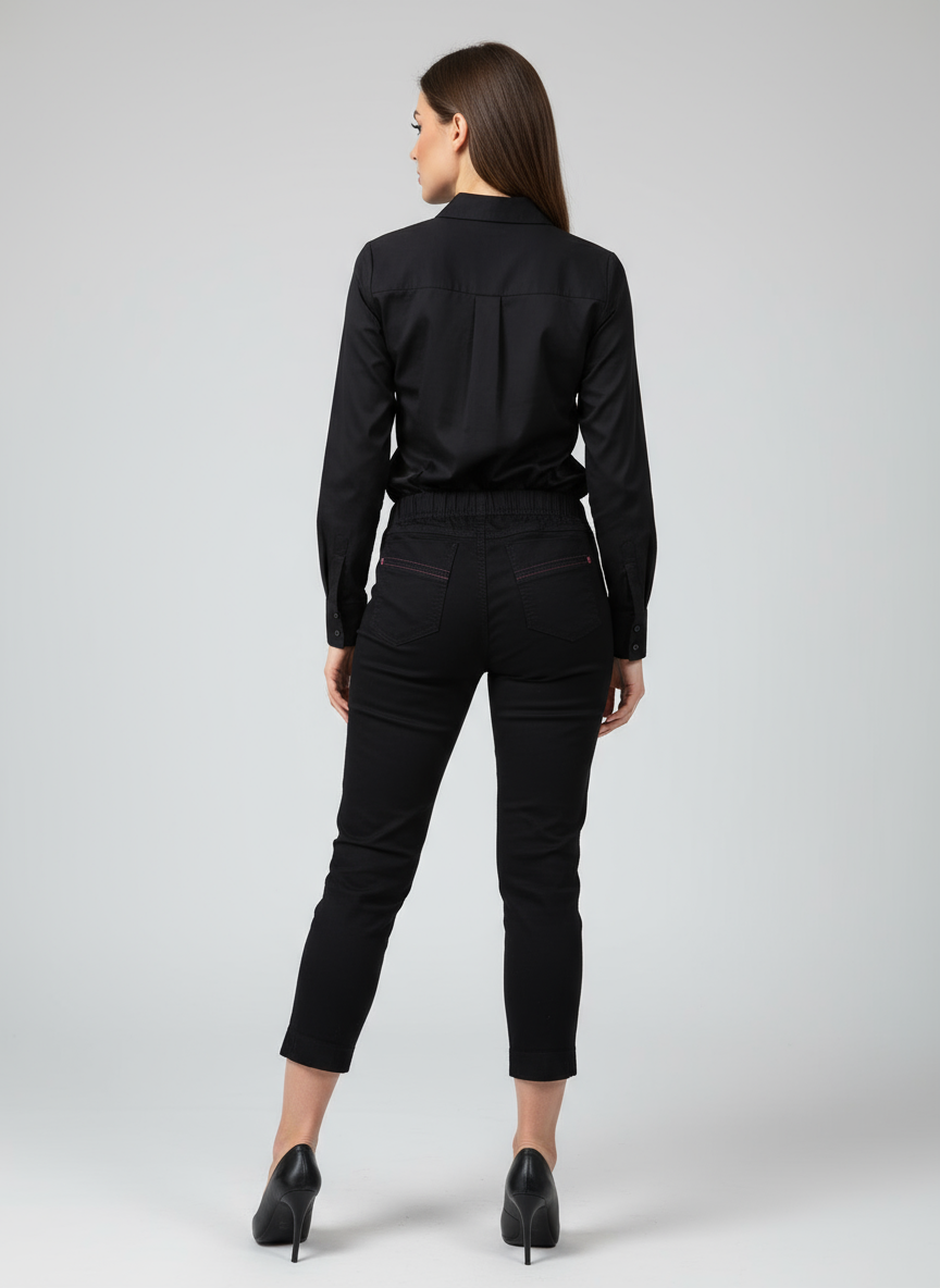 Trumpesni slim fit džinsai (Juodi)