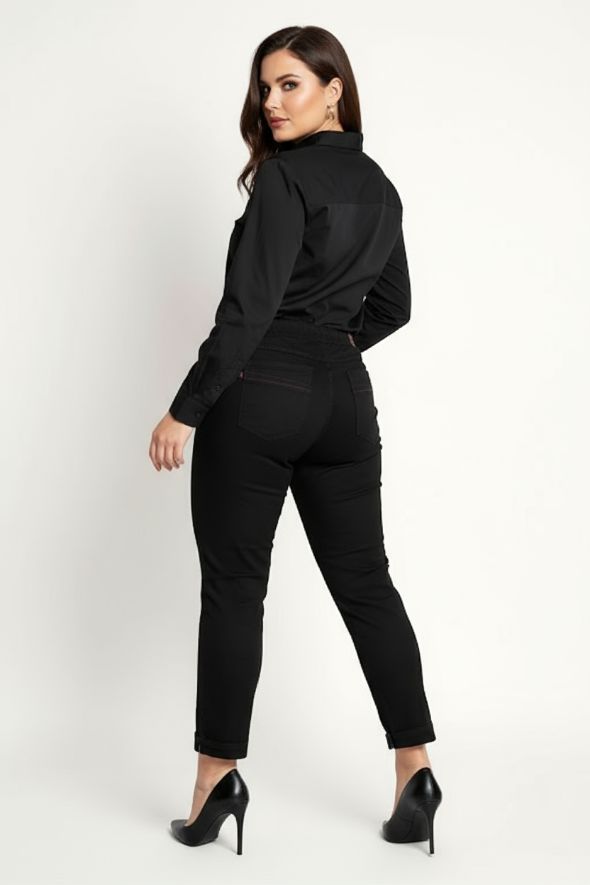 Trumpesni slim fit džinsai (Juodi)