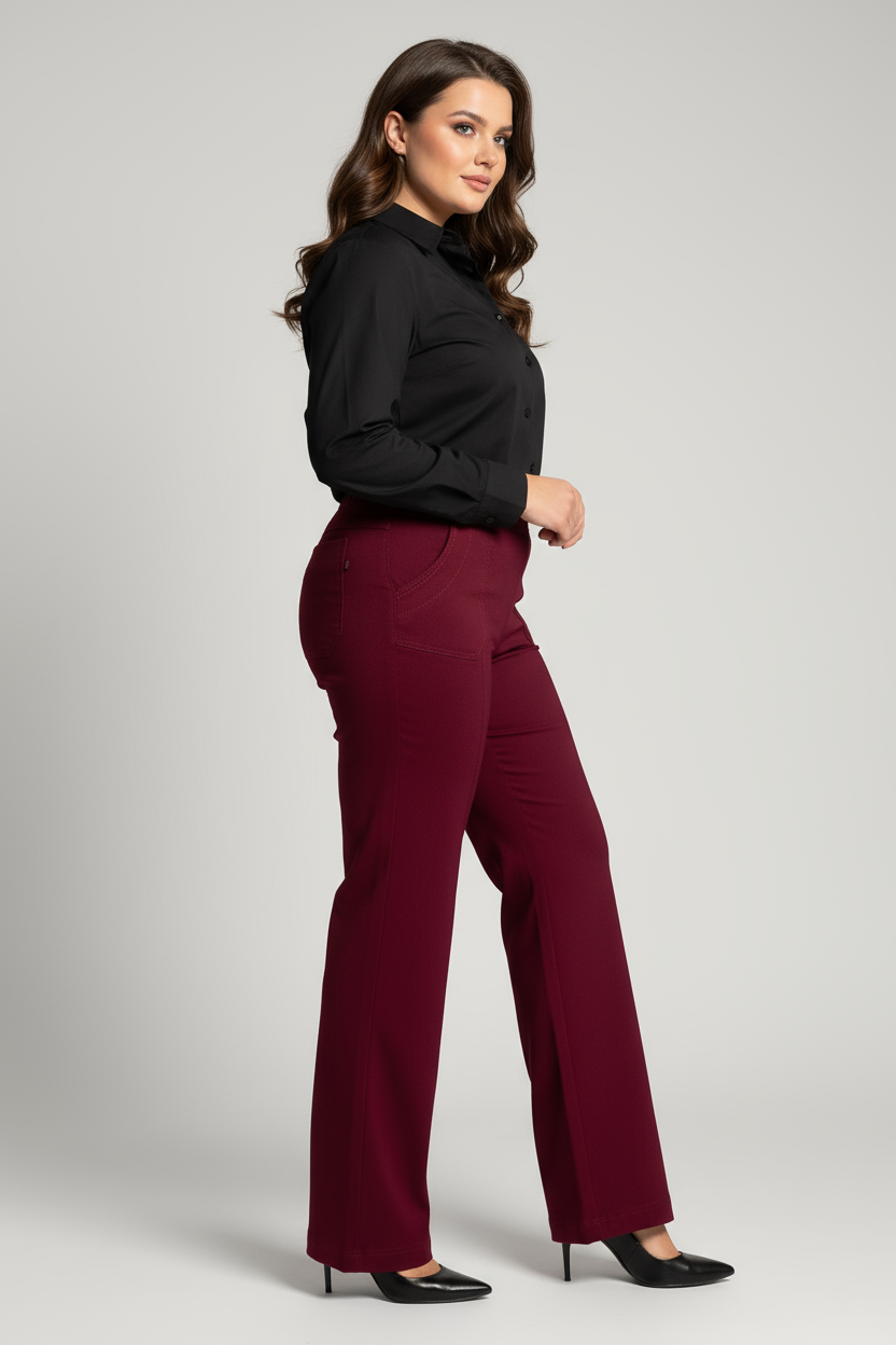 Kelnės Wide Bordo spalva